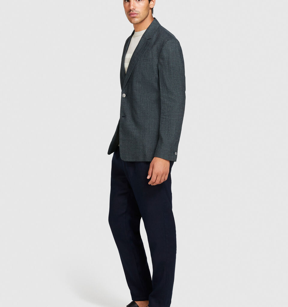 Single-breasted blazer in linen blend - men's blazers - Dark Gray | Sisley image number 2